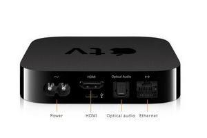 Apple Tv 3 Pictures The Apple TV 3 is a tiny black, square puck measuring 0.9 by 3.9 by 3.9 inches (HWD) and weighing 9.6 ounces. The around back of it are connectors for the ...
