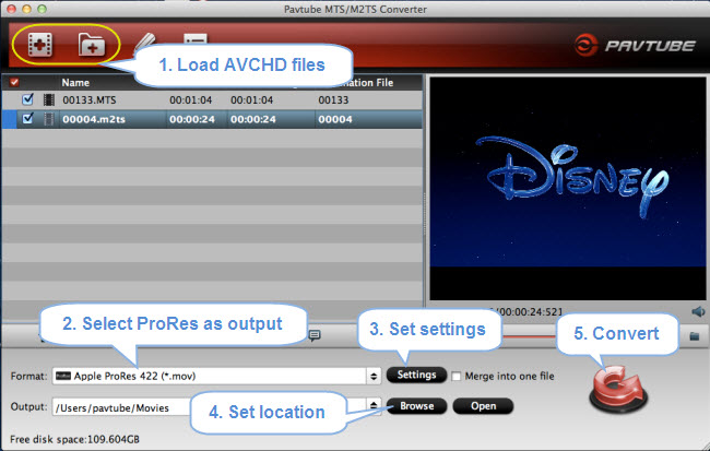 ... of converting AVCHD to Apple ProRes 422 codec for Final Cut Pro