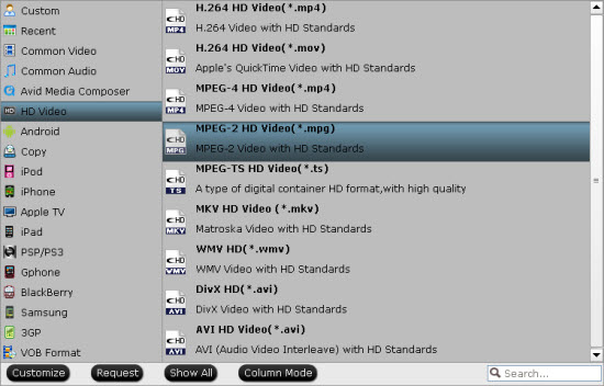 convert AJ-HPX3700 HD MXF to MPEG