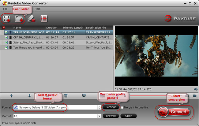 convert video for Samsung galaxy s3