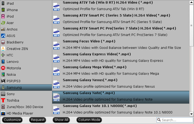 galaxy note mp4 format