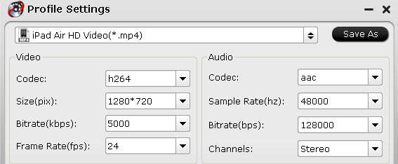 profile settings for ipad air