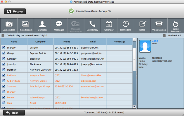 extract contacts from itunes