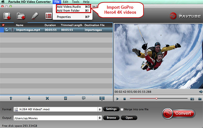 import gopro 4k videos for converting to quicktime mov