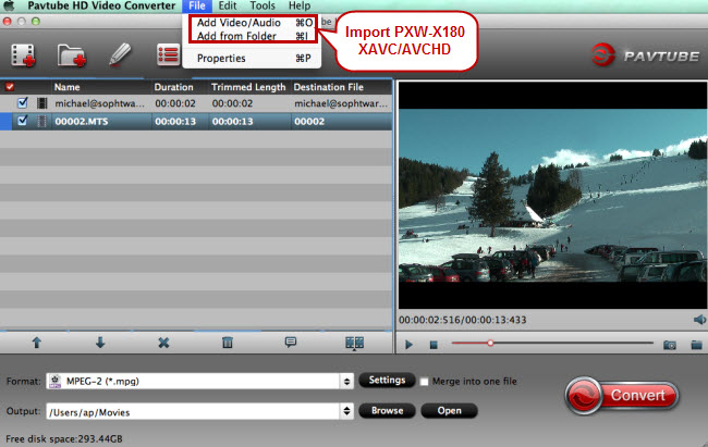 import xavc avchd footage