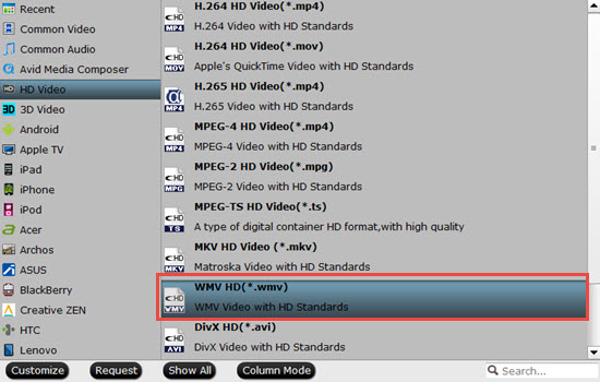 Output Windows Movie Maker supported file formats 