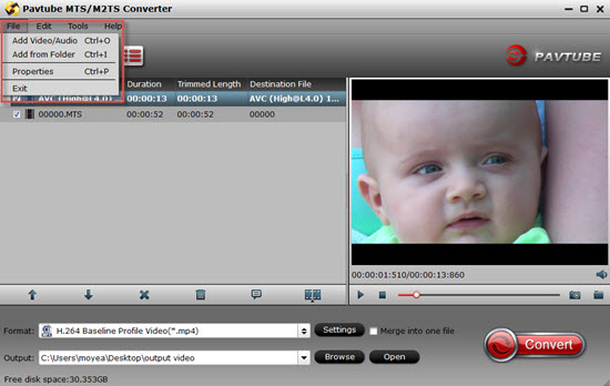 mts video file supported by pinnacle studio 23