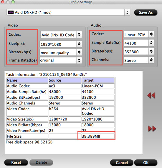 Adjust output profile settings