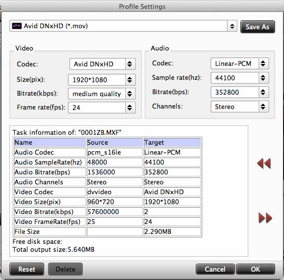 convert mxf to avid dnxhd