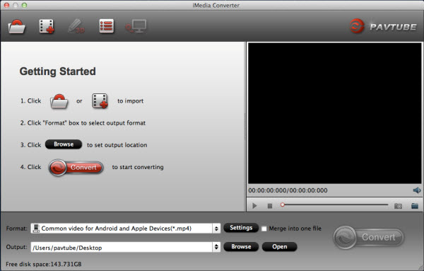 imedia converter for mac main interface 