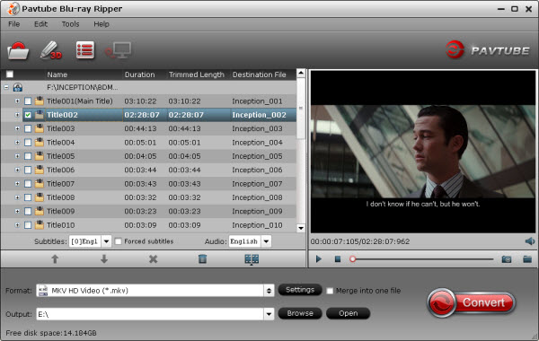 blu-ray ripper import interface