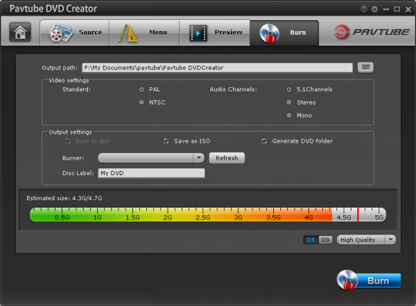 Start Final Cut Project video to DVD disc burning process